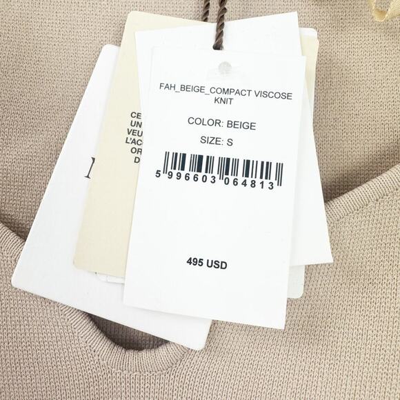 Nanushka Ribbed Knit Front Cut-Out Cropped Fah Top Long Sleeve Beige Size S NWT - Picture 11 of 12